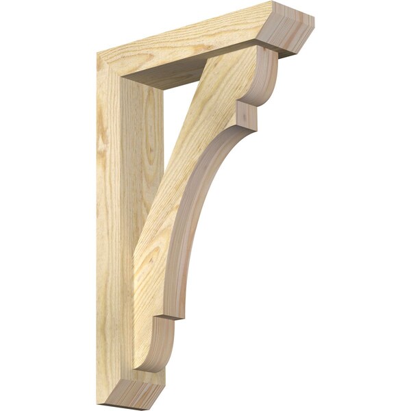 Ekena Millwork Olympic Slat Rough Sawn Bracket w/ Offset Brace, Douglas Fir, 4"W x 14"D x 22"H BKT0402X14X22OLY06RDF - main